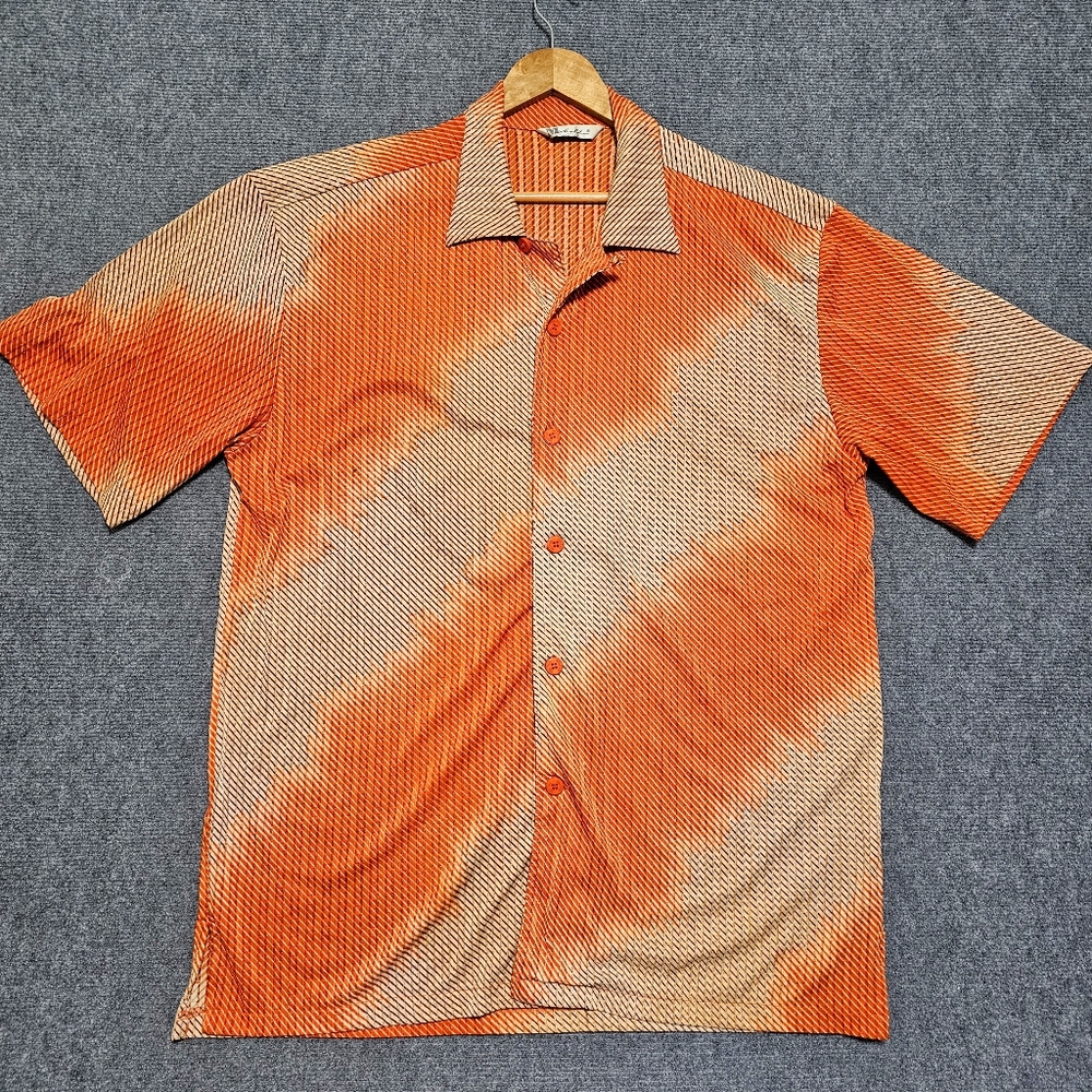 Maltos Disco Club Shirt Men's XL Tie Dye Poly COLLAR LOOP Early 70s GOLD Fleck